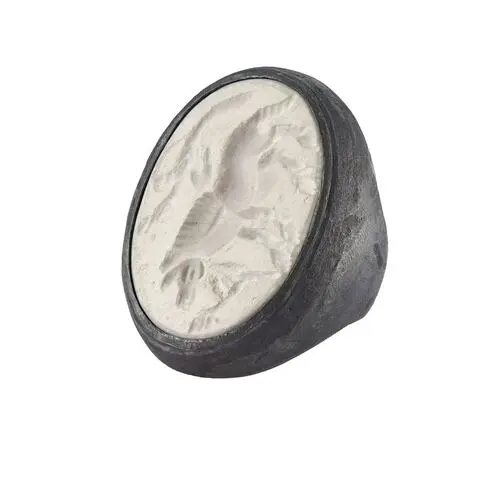 LAB204 кольцо-печатка с инталией 19 размера (агат)
