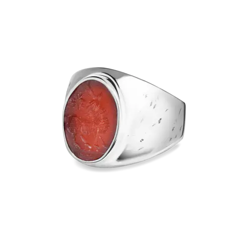 LAB175 кольцо-печатка с инталией 18.0 (сердолик)