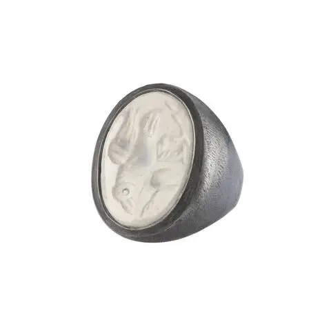 кольцо-печатка LAB197 с инталией 18.5 размера (агат)