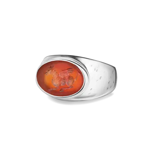 LAB176 кольцо-печатка с инталией 19.0 (сердолик)