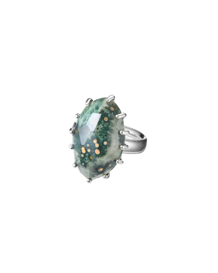 кольцо ocean bloom 19.0 размер (яшма)