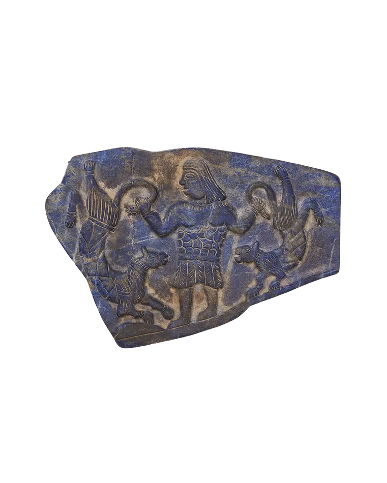 гемма с изображением двух животных и человека