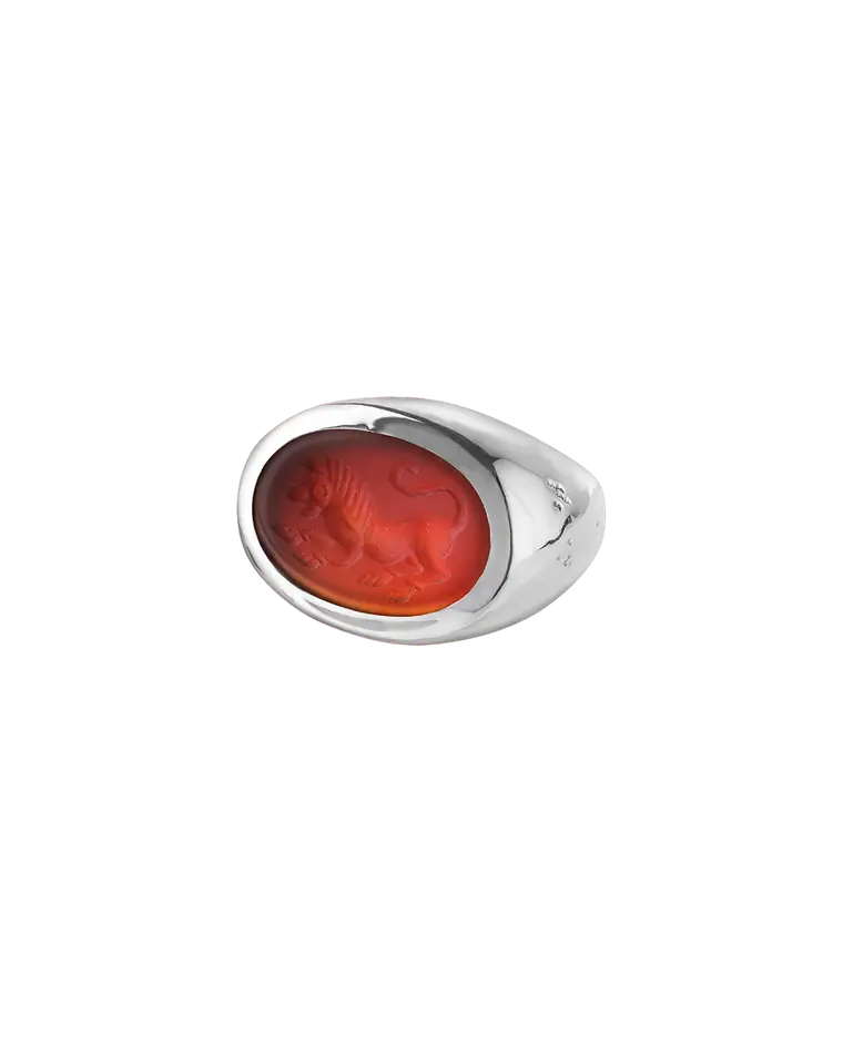 кольцо-печатка LAB235 с инталией 15.5 размера (сердолик)