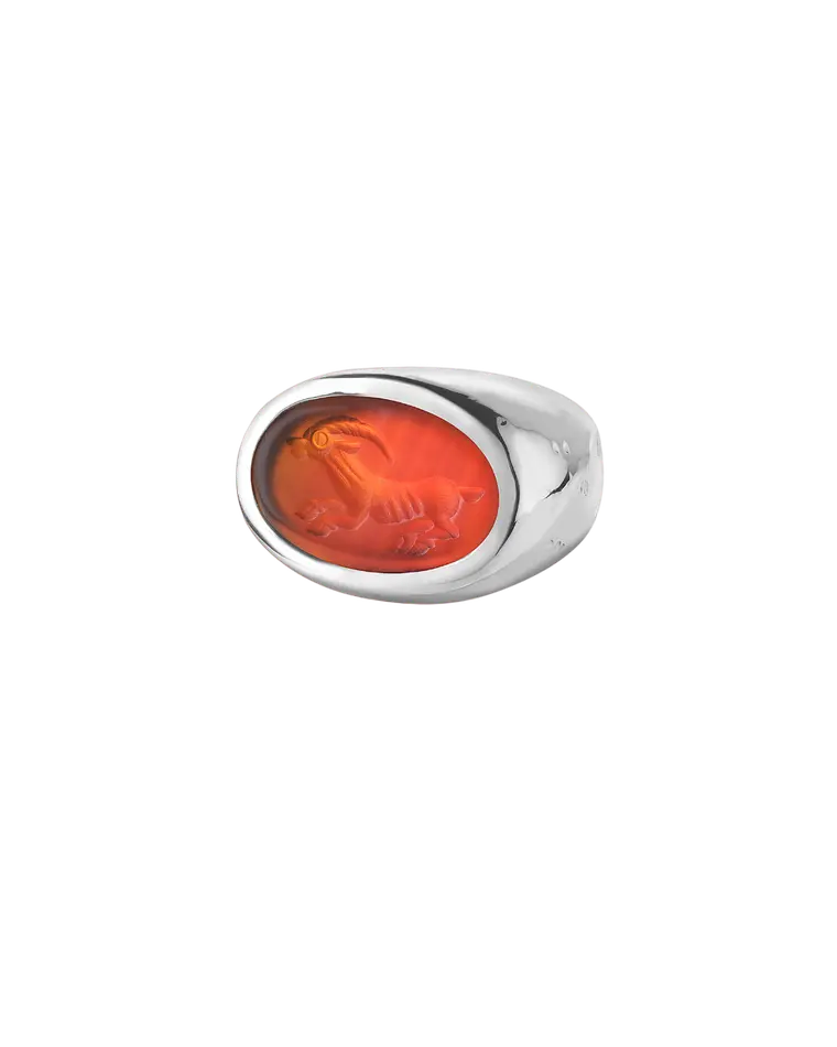 кольцо-печатка LAB225 с инталией 13.5 размера (сердолик)