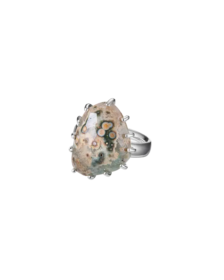 кольцо ocean bloom 18.5 размер (яшма)