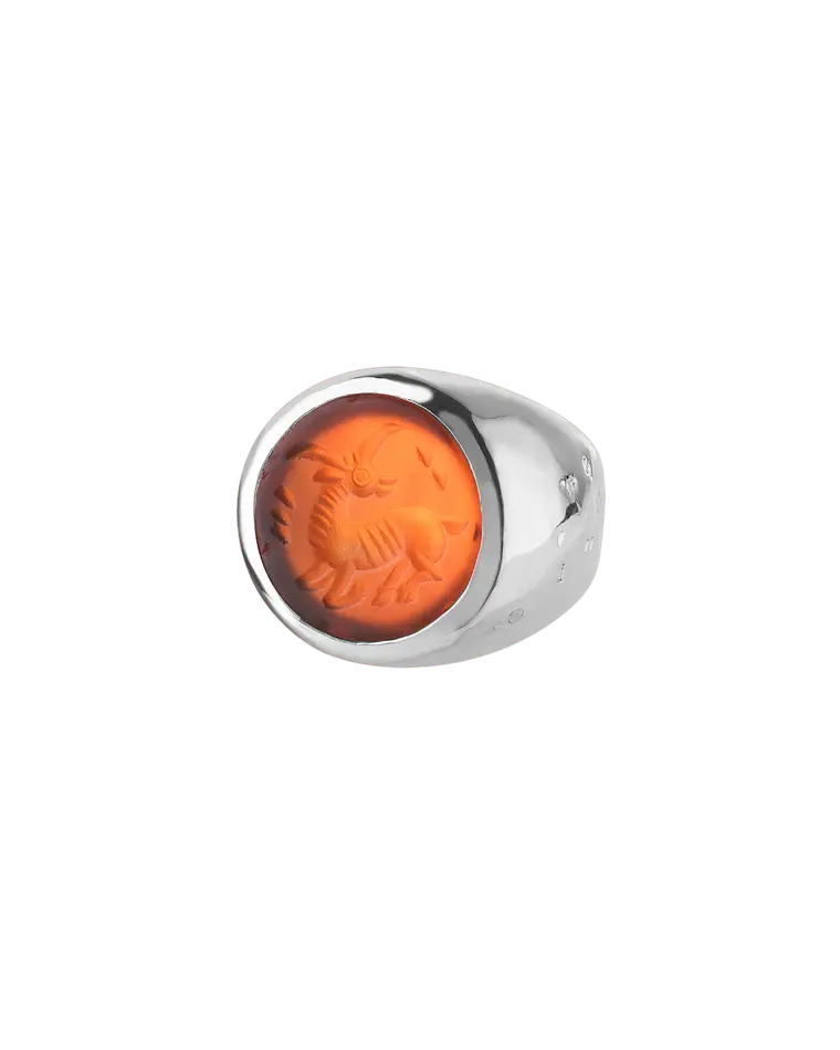 кольцо-печатка LAB227 с инталией 13.5 размера (сердолик)