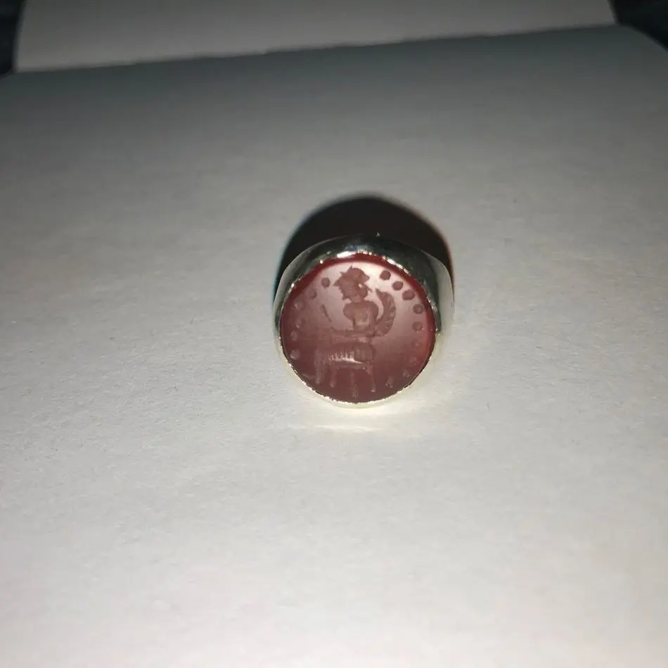 LAB002 кольцо-печатка с инталией 16 (сердолик, круг)