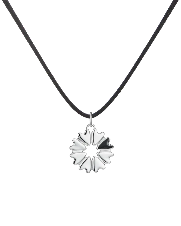 подвеска FLOVER с черной эмалью на черном замшевом шнурке