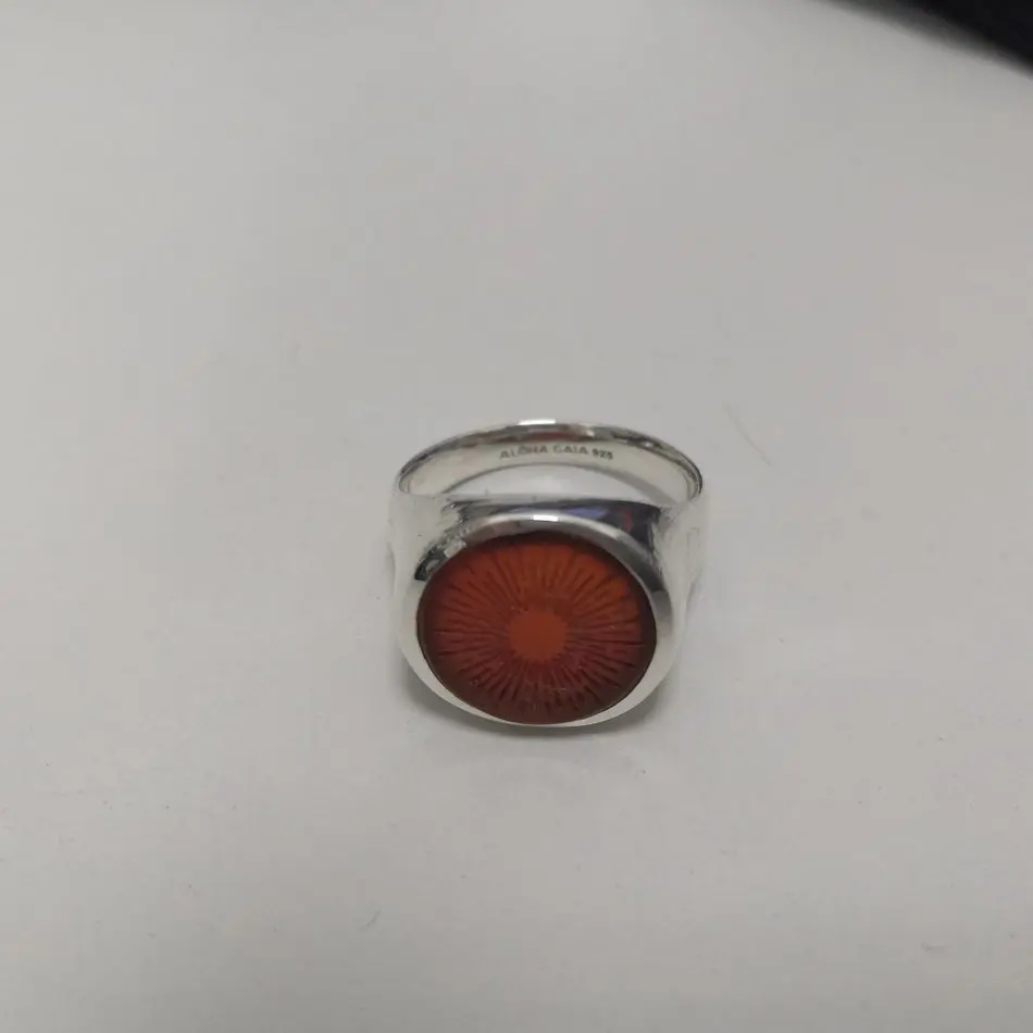 LAB031 кольцо-печатка с инталией 19.5 (сердолик, круг)