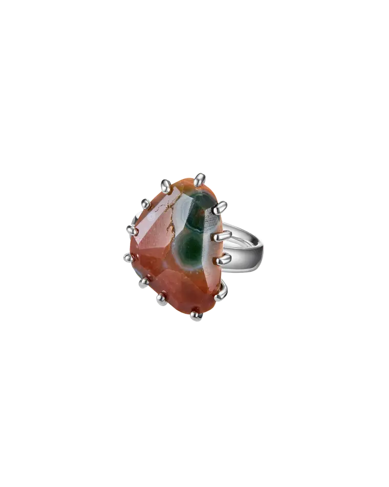 кольцо ocean bloom 16.5 размер (яшма)