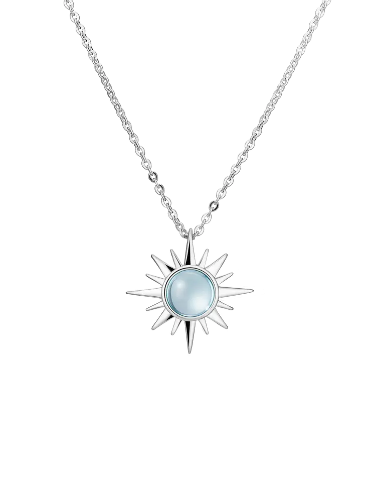 подвеска polar с голубым топазом на цепочке 40-45 см (родирование)