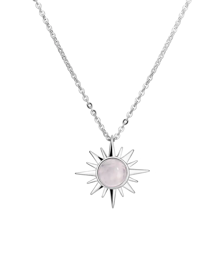 подвеска polar с розовым кварцем на цепочке 40-45 см (родирование)