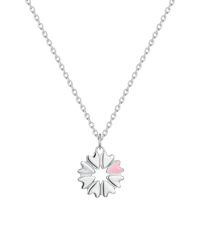 подвеска FLOVER c розовой эмалью на цепочке 45-50 см