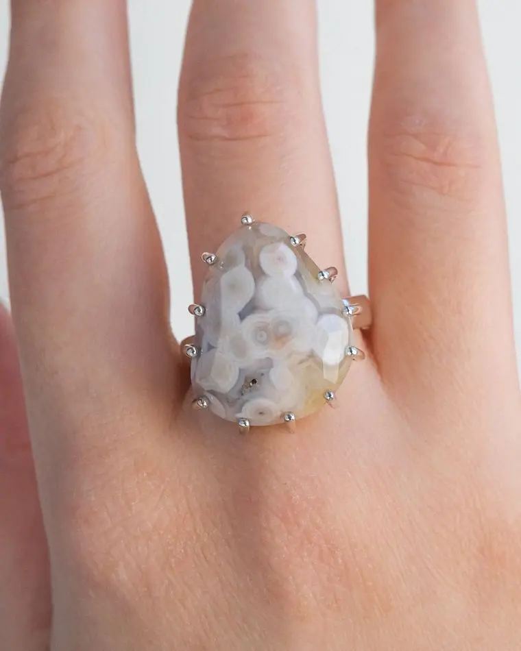 кольцо ocean bloom 19.5 размер (яшма)