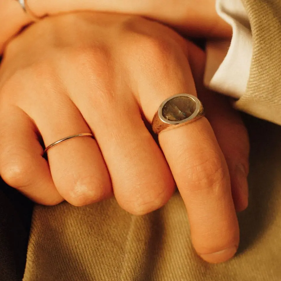 кольцо AMBA с лабрадоритом