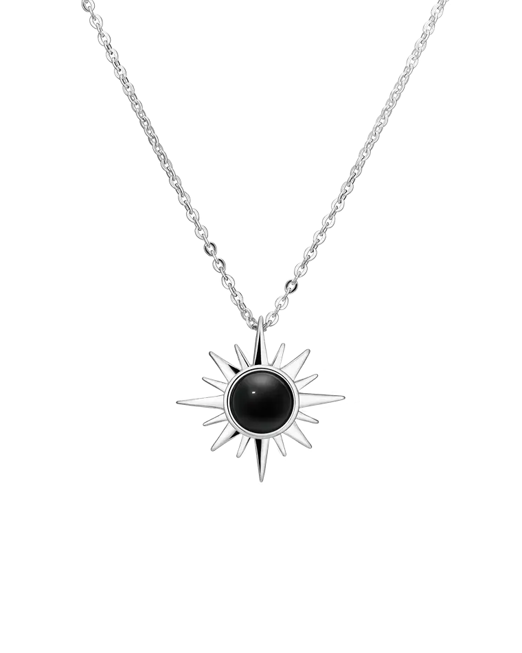 подвеска polar с черным ониксом на цепочке 40-45 см (родирование)