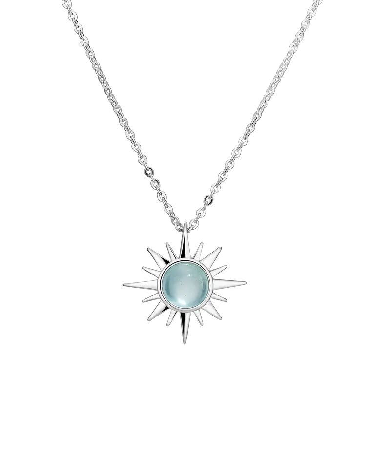 подвеска polar с аквамарином на цепочке 40-45 см (родирование)