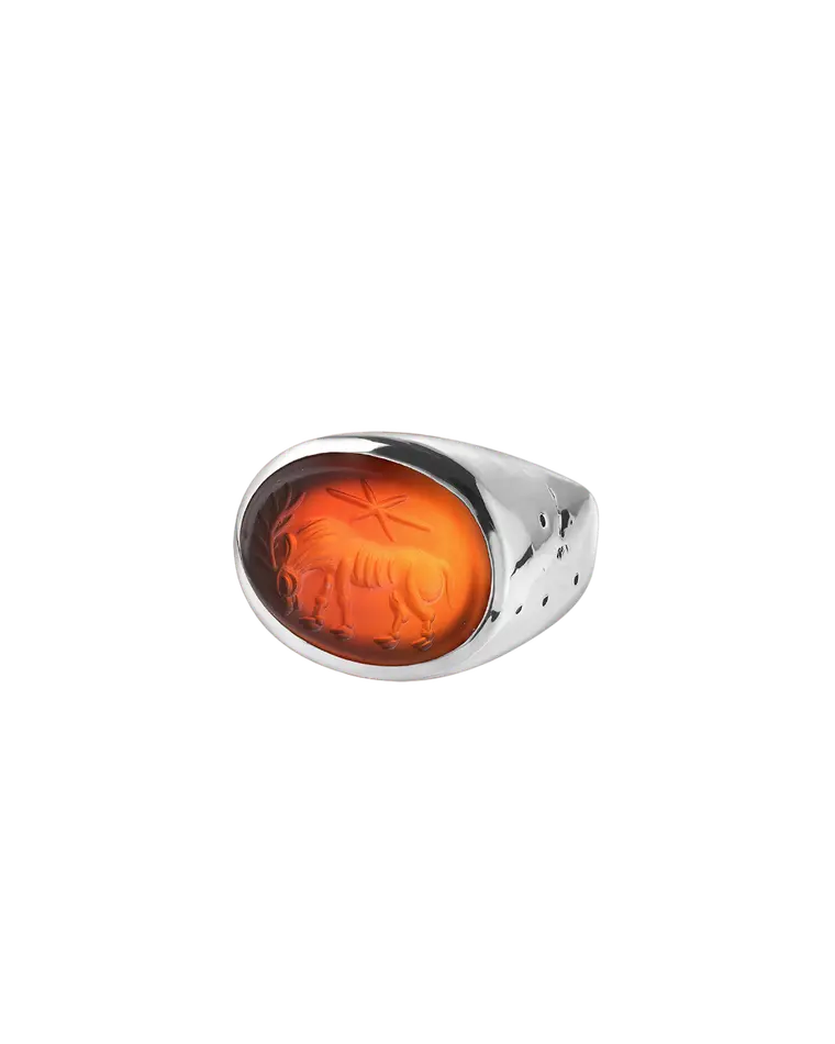 кольцо-печатка LAB248 с инталией 17.5 размера (сердолик)