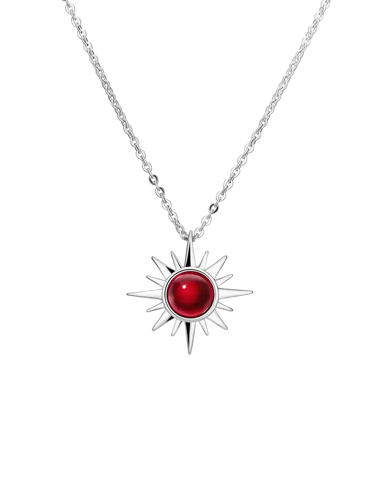 подвеска polar с красным гранатом на цепочке 40-45 см (родирование)