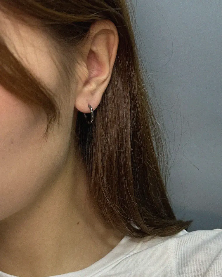 моносерьга-кликер basic (m) (чёрный родий)