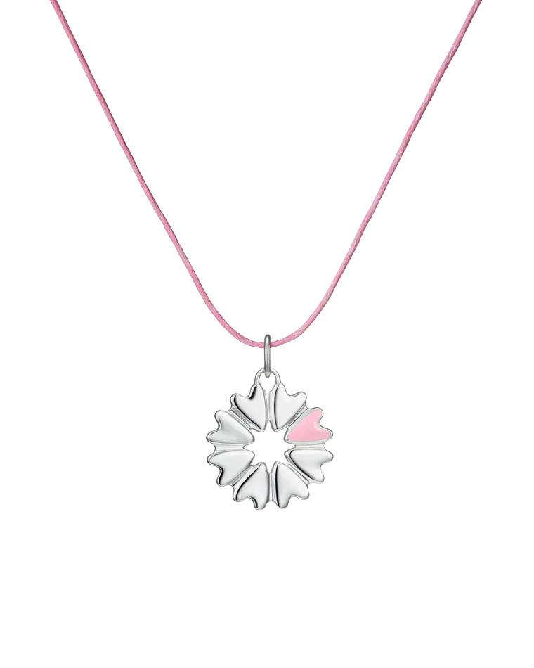 подвеска FLOVER c розовой эмалью на хлопковом розовом шнурке
