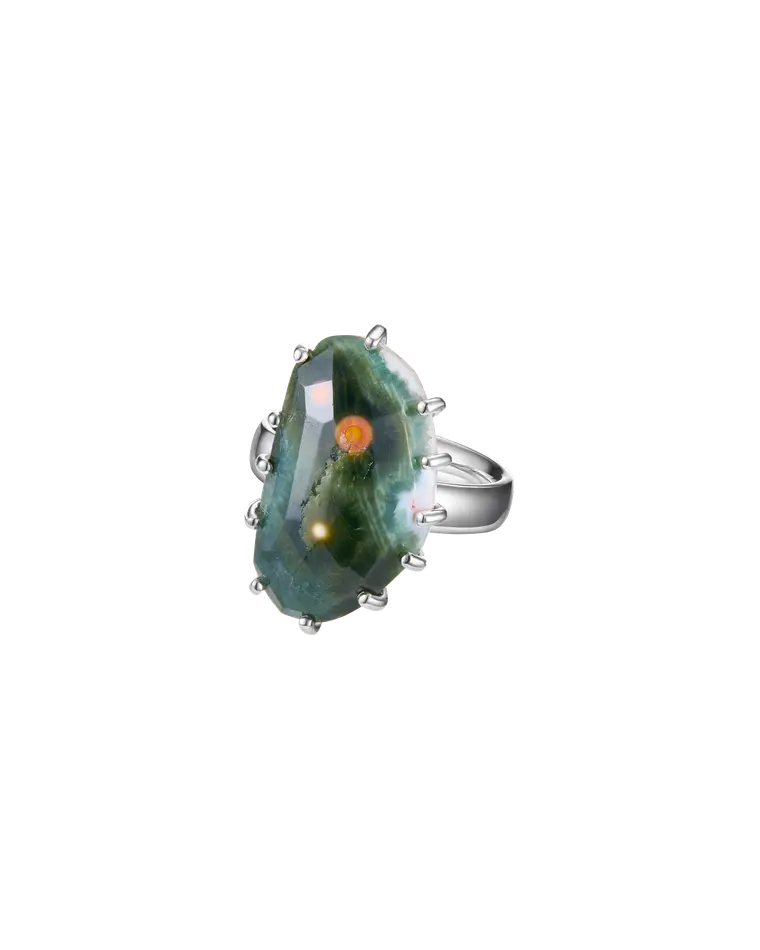 кольцо ocean bloom 18.0 размер (яшма)