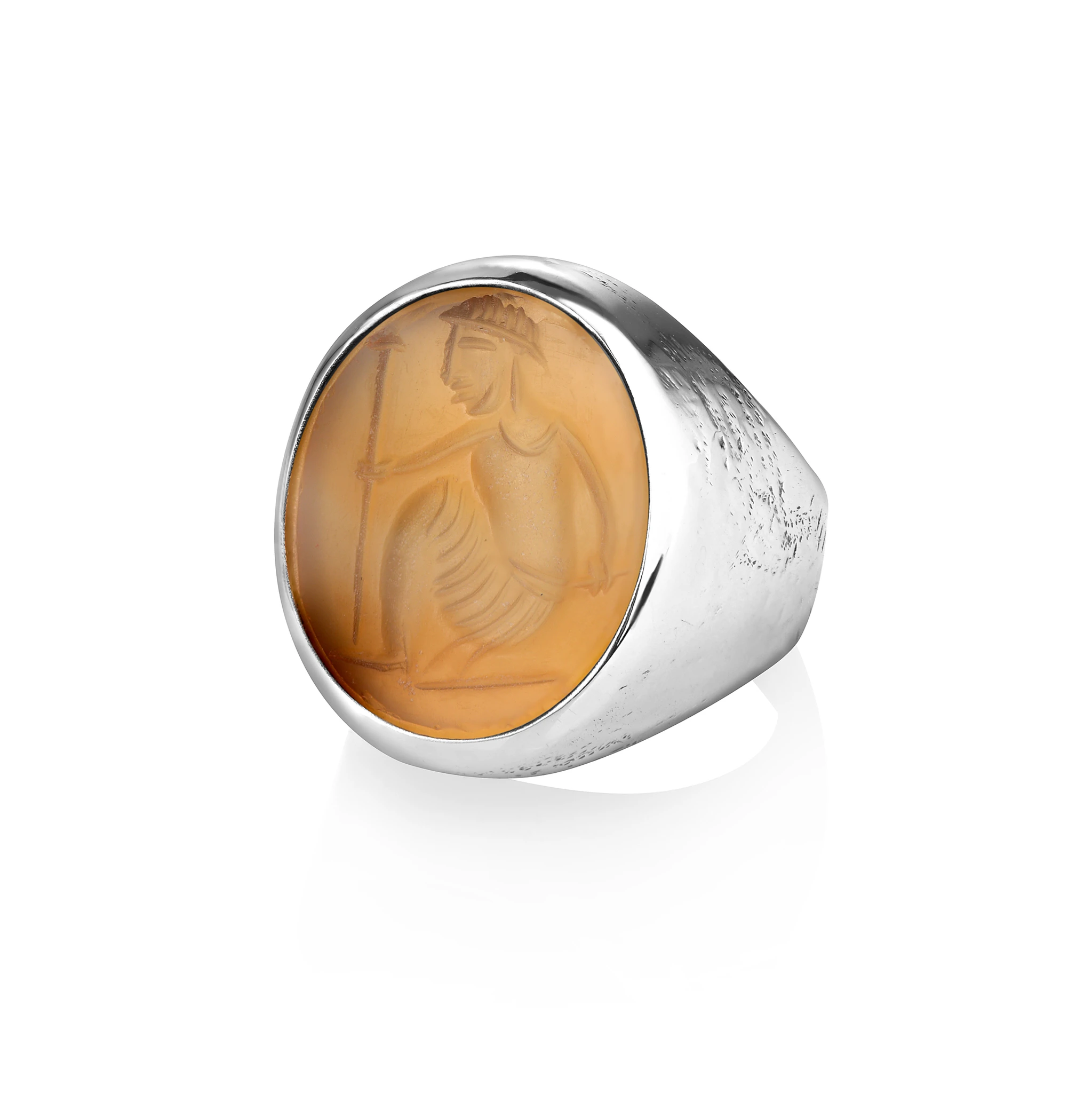 LAB102 кольцо-печатка с инталией 16.5 (сердолик)