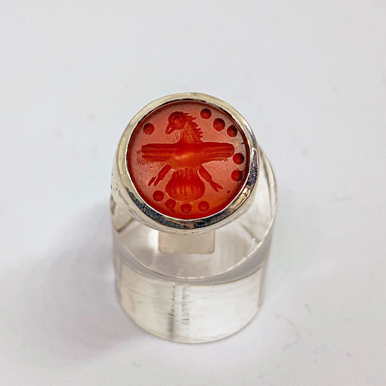 LAB070 кольцо-печатка с инталией 16 (сердолик, антик)