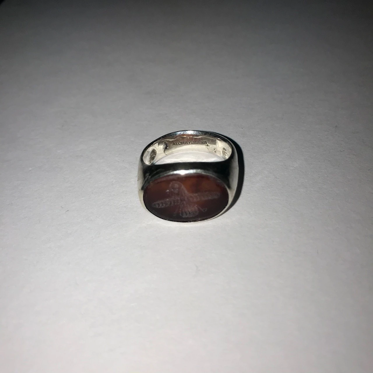 LAB001 кольцо-печатка с инталией 19 (сердолик, овал)