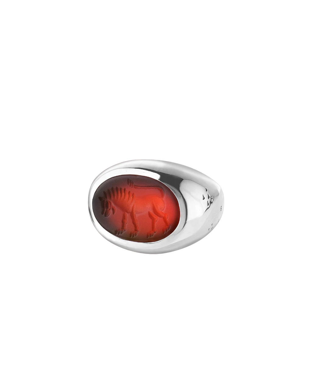 кольцо-печатка LAB237 с инталией 15.5 размера (сердолик)