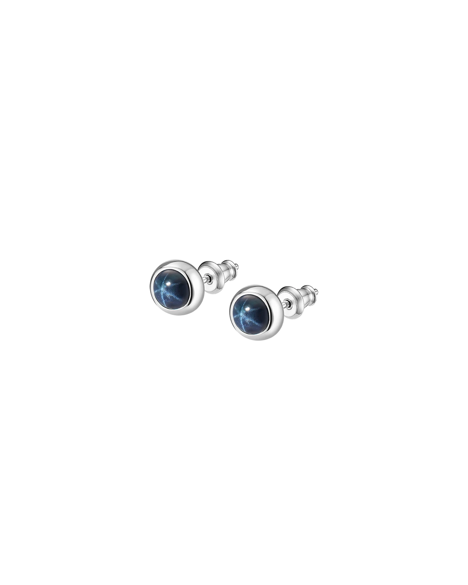 серьги alpha с синим звездчатым сапфиром