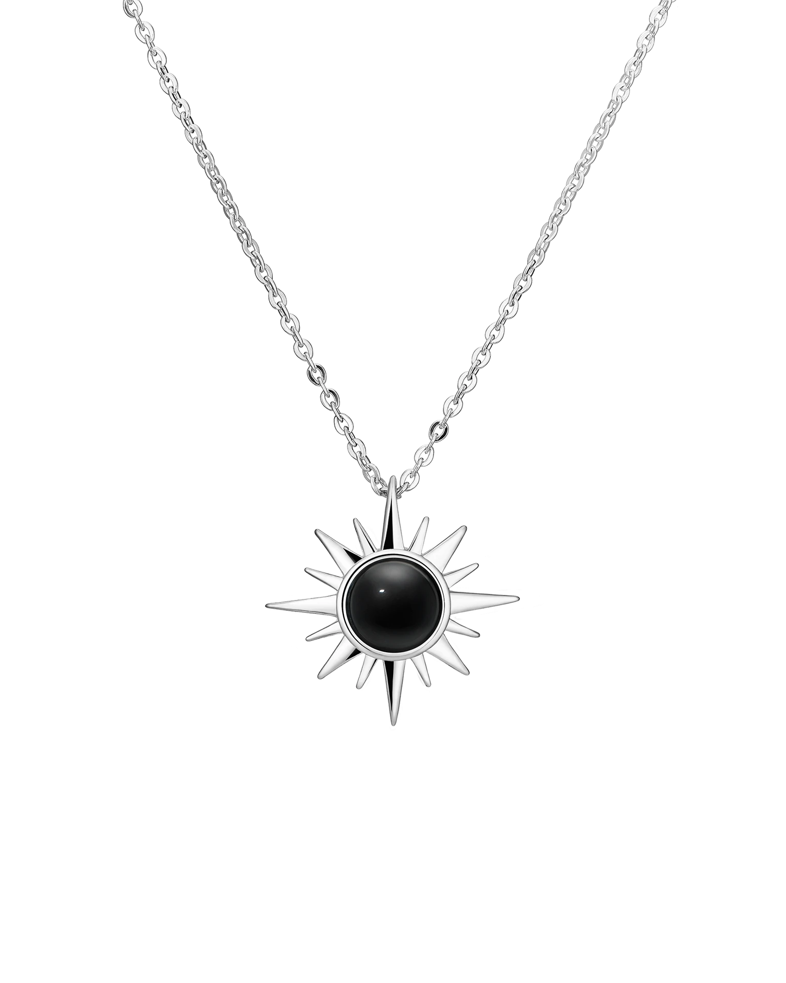 подвеска polar с черным ониксом на цепочке 40-45 см (родирование)