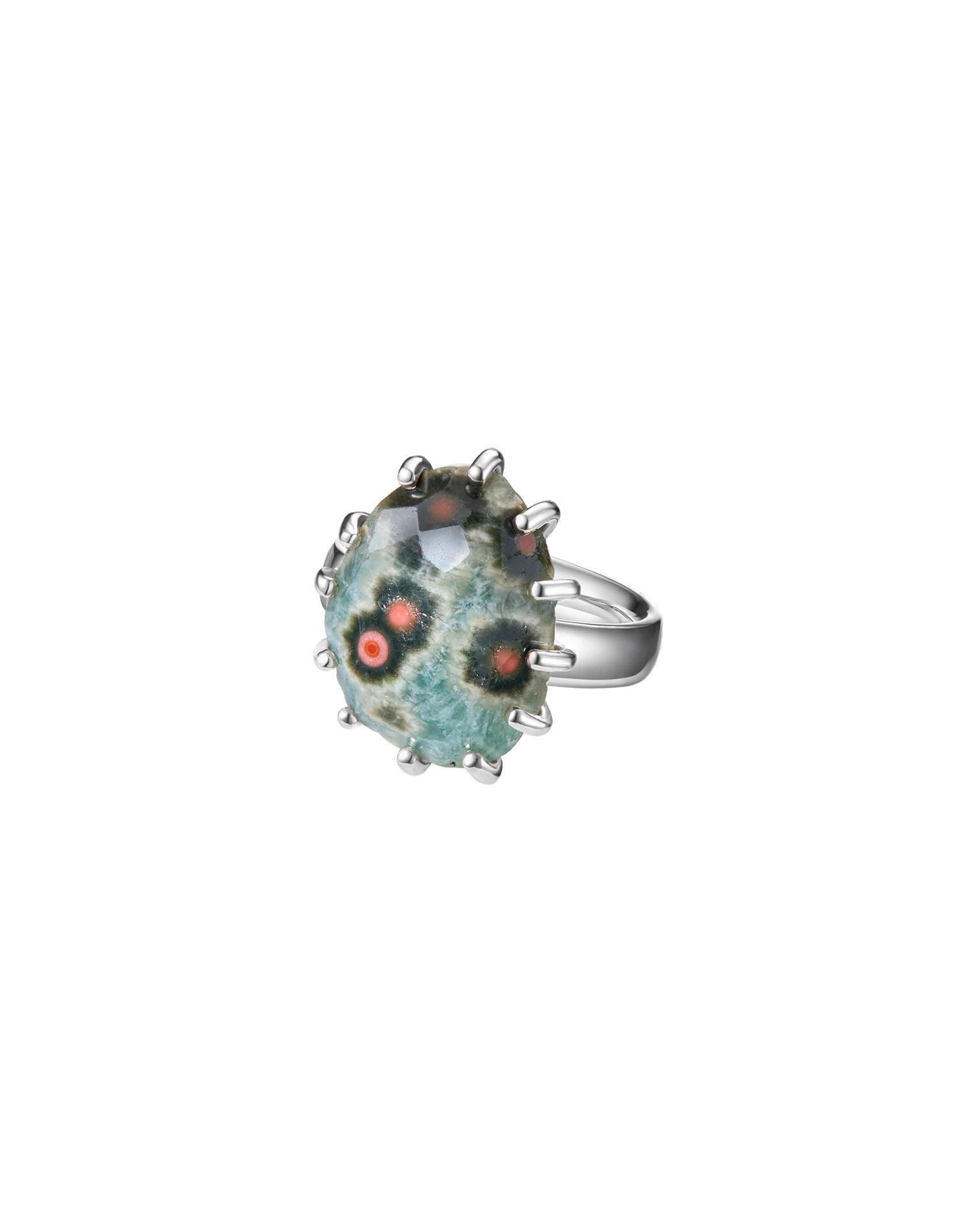 кольцо ocean bloom 15.5 размер (яшма)