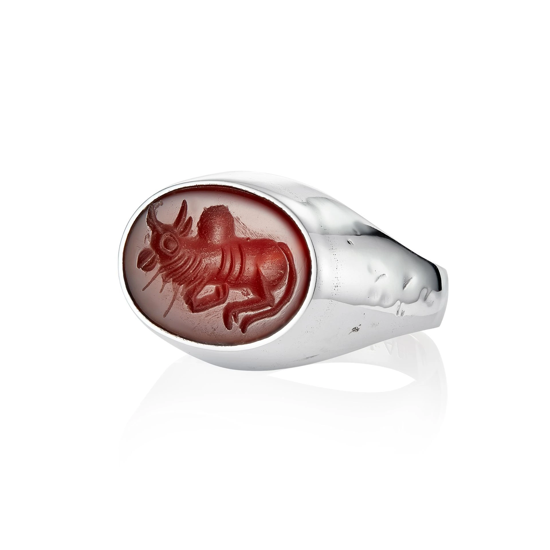 lab145 кольцо-печатка с инталией 19 (сердолик)