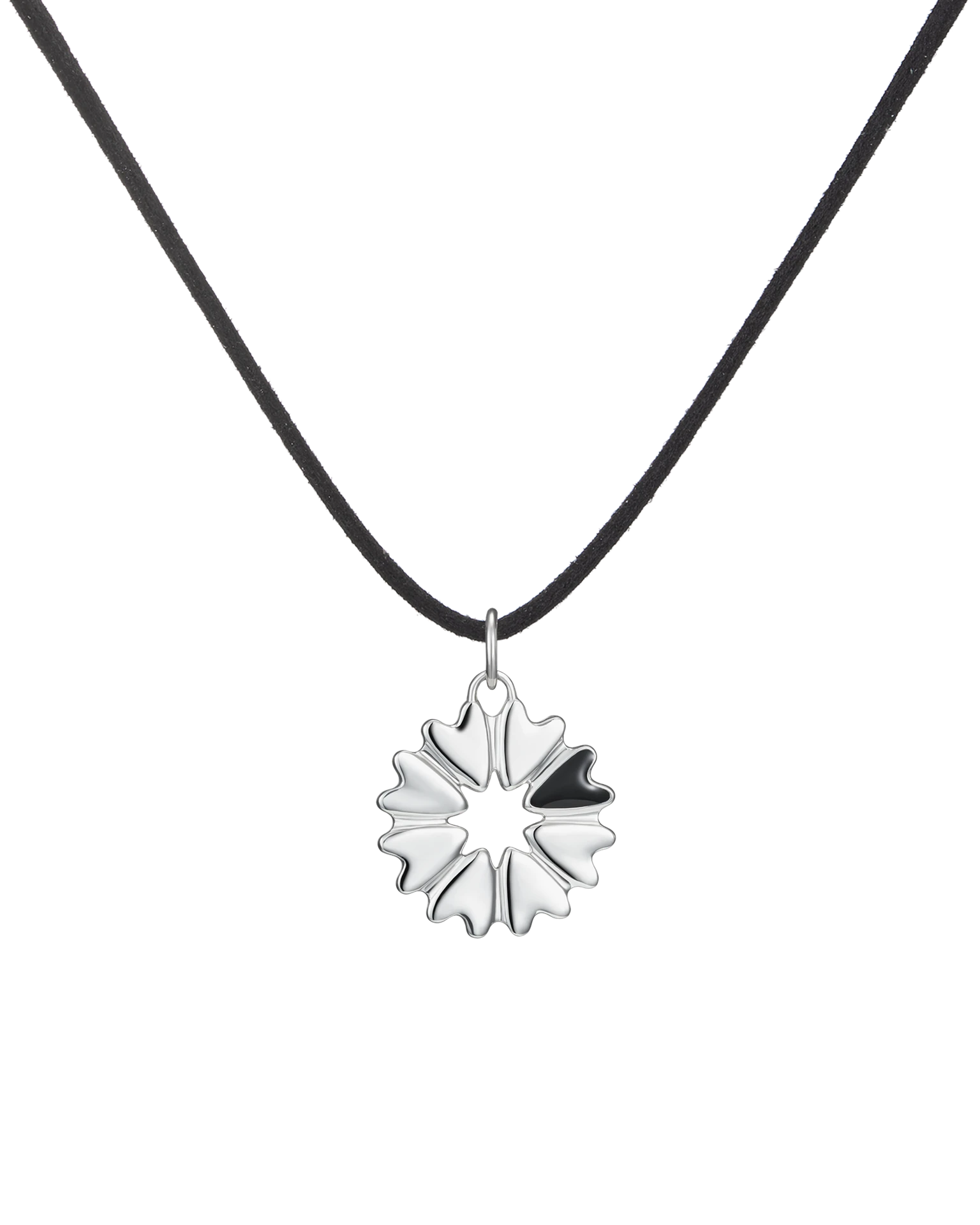 подвеска flover с черной эмалью на черном замшевом шнурке