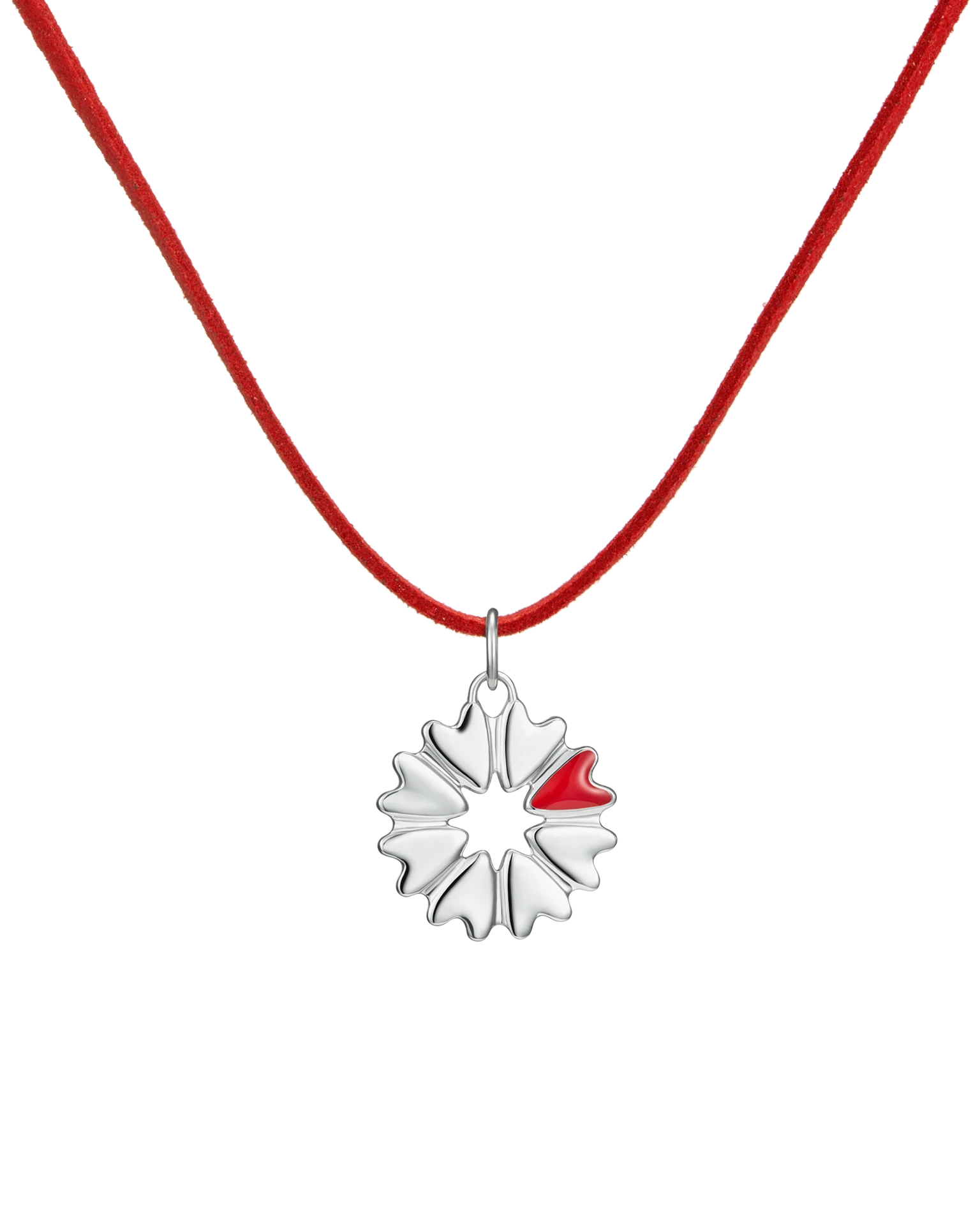 подвеска flover c красной эмалью на красном замшевом шнурке