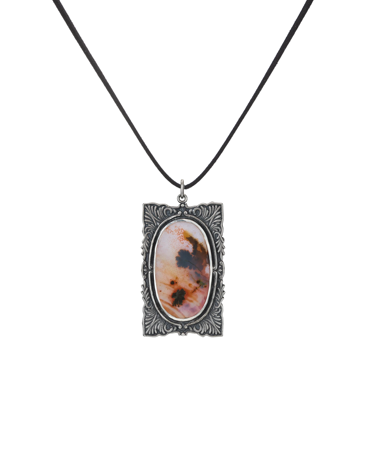 подвеска-картина с дендритовым агатом