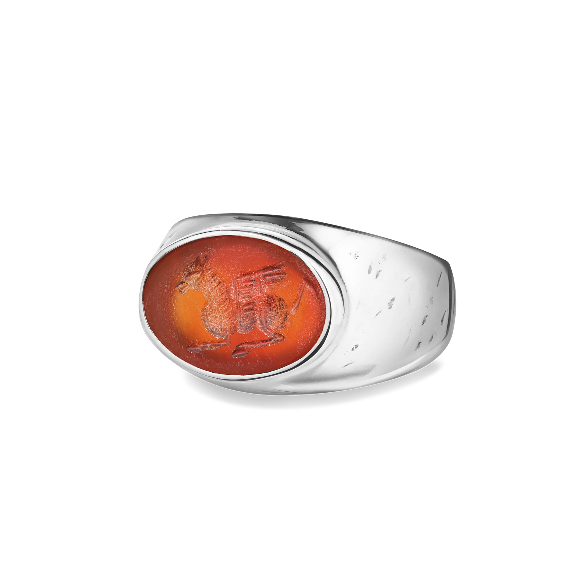 lab176 кольцо-печатка с инталией 19.0 (сердолик)