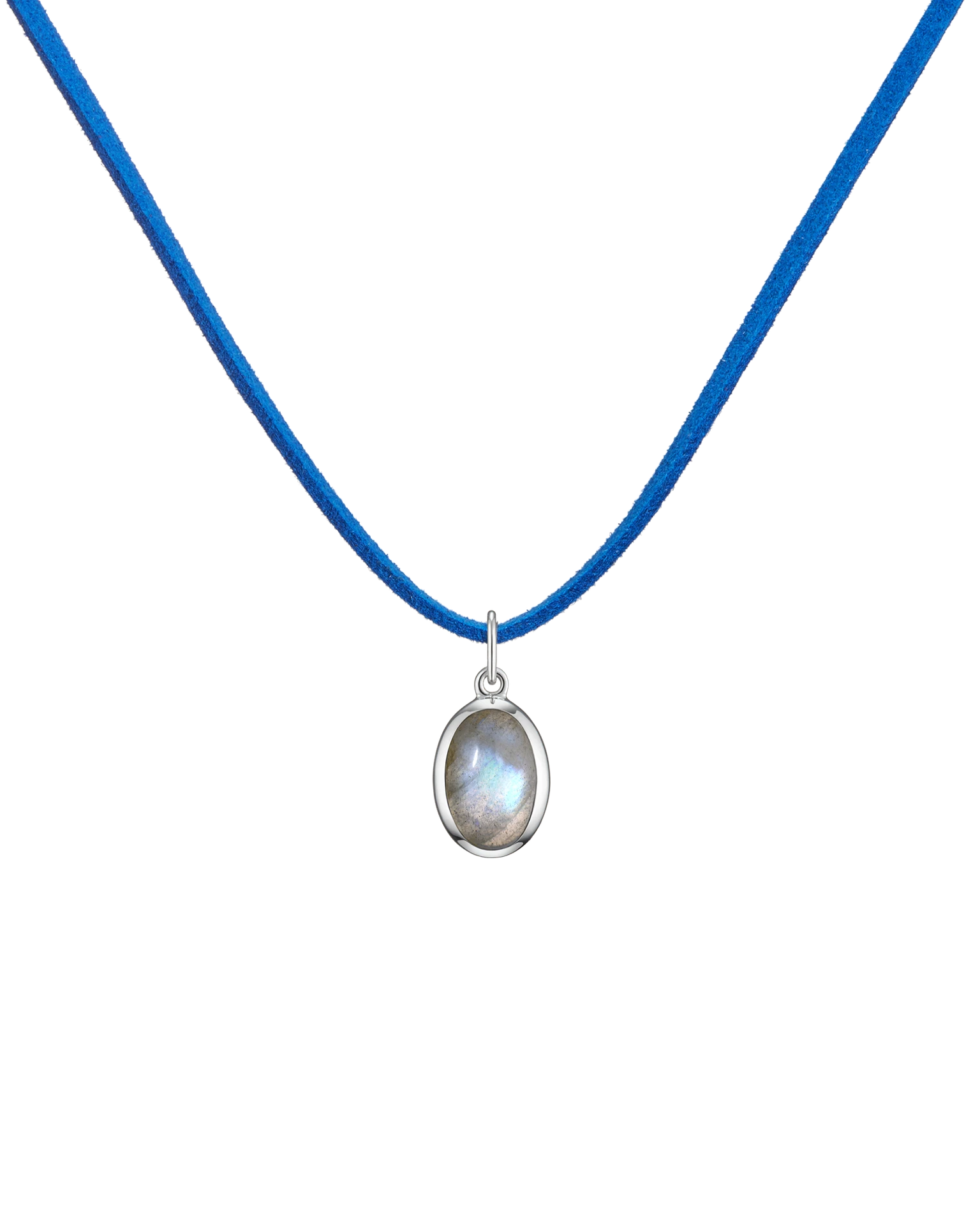 подвеска omega c лабрадоритом на синем замшевом шнурке