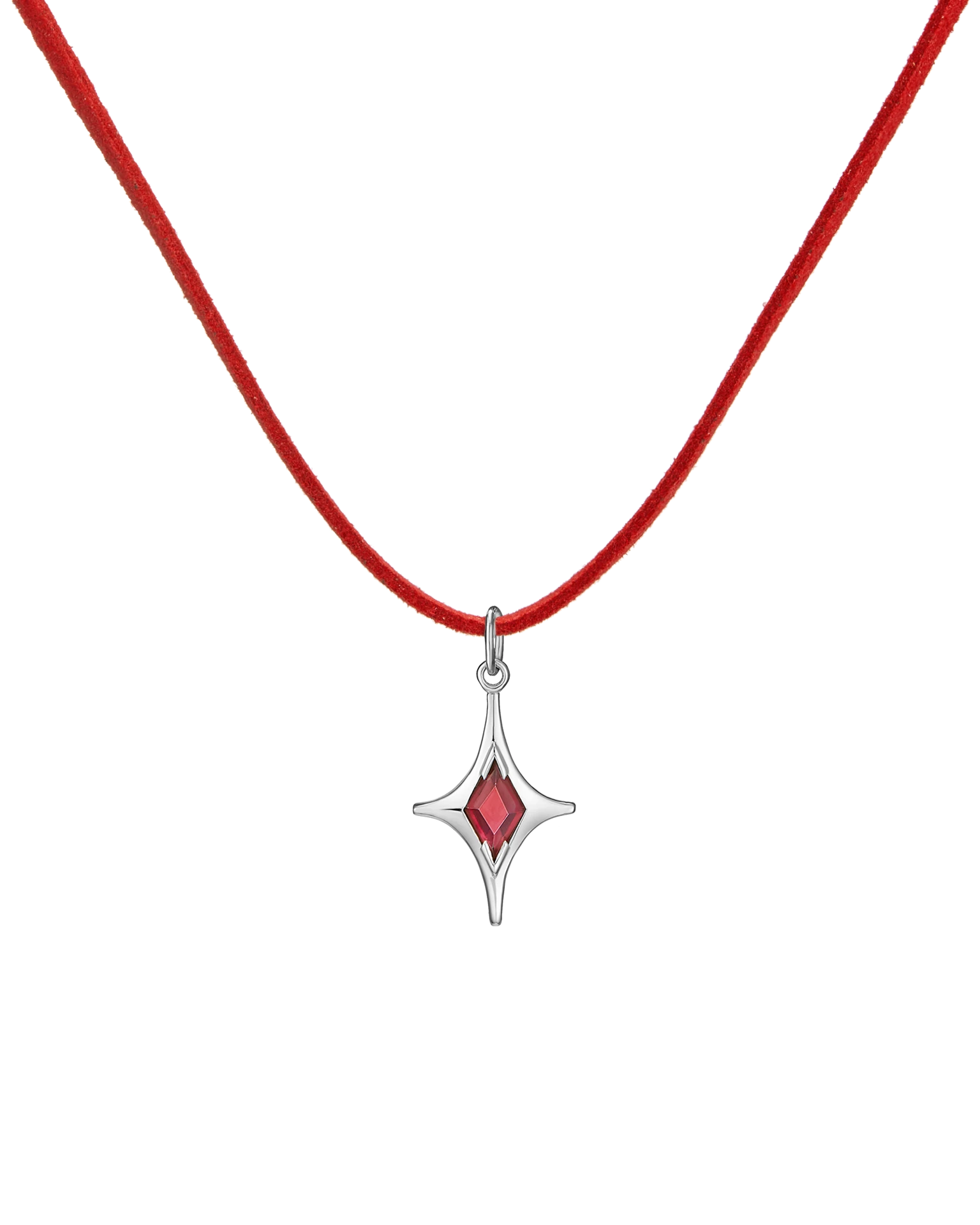 подвеска mar с красным гранатом на красном замшевом шнурке (родирование)