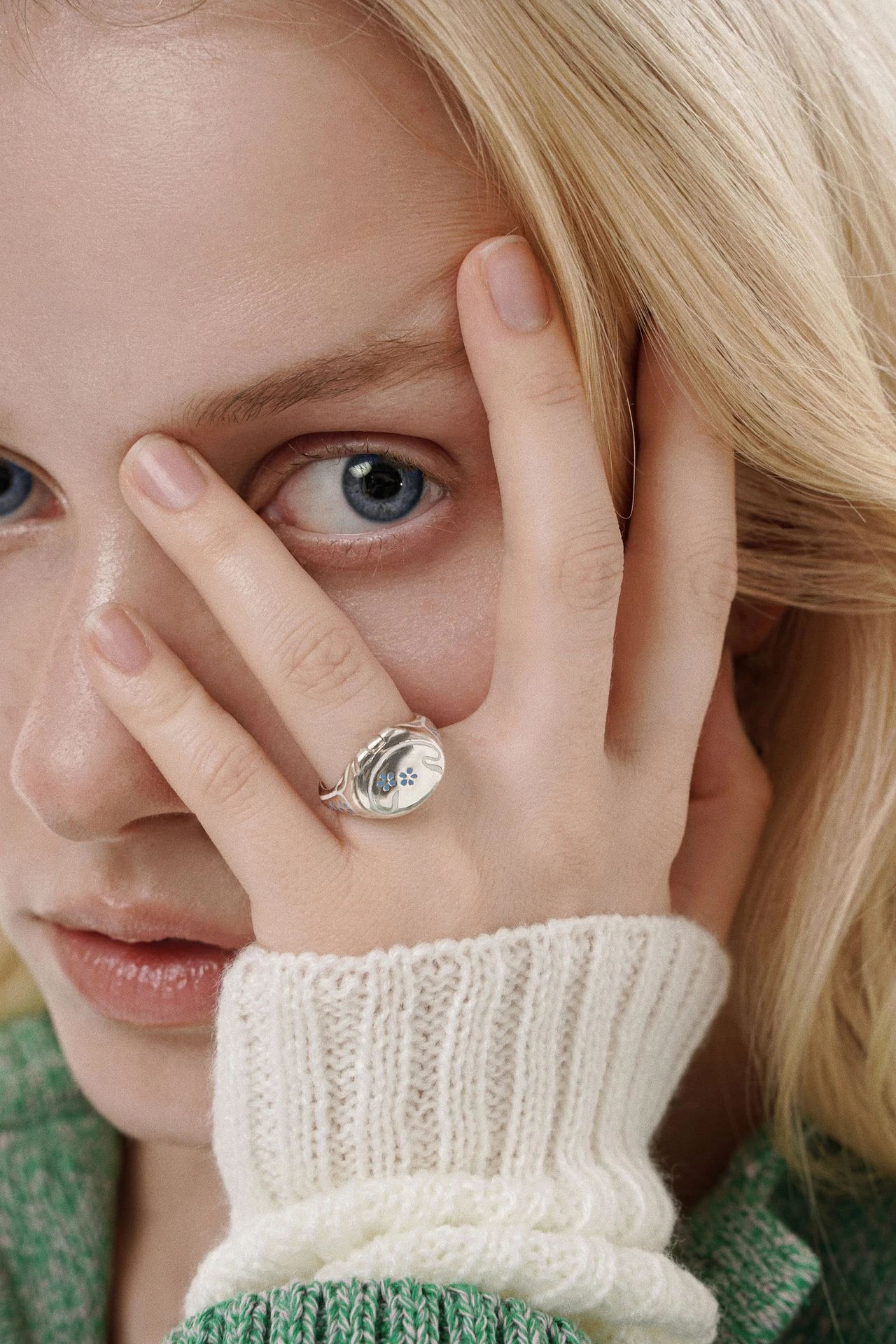 кольцо secret locket (незабудка)