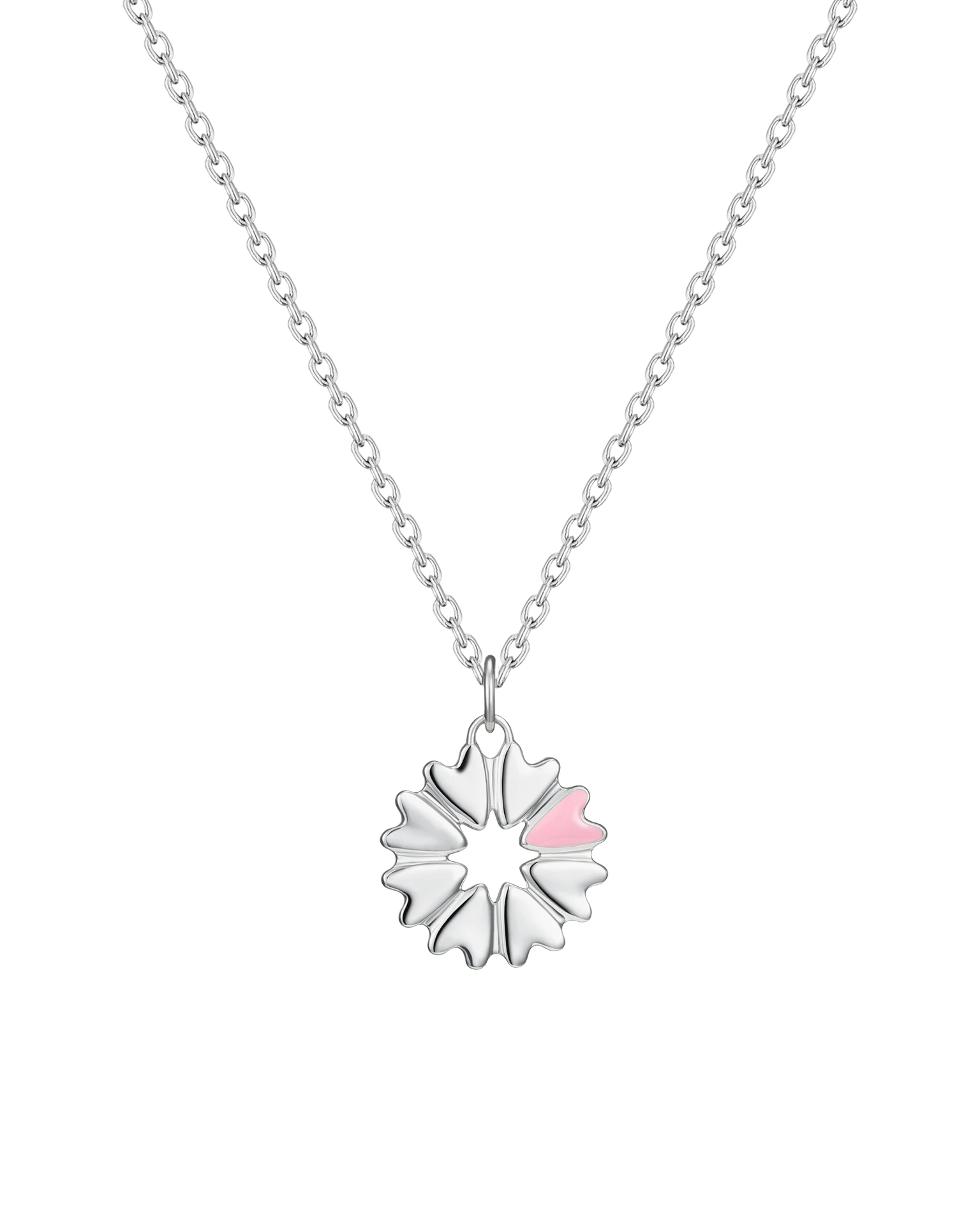 подвеска flover c розовой эмалью на цепочке 45-50 см