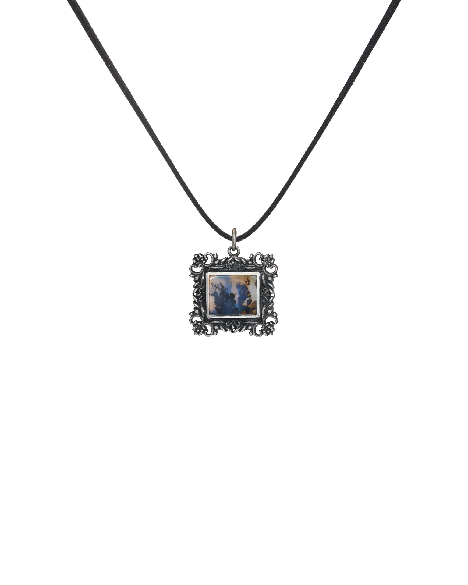 подвеска-картина с дендритовым агатом