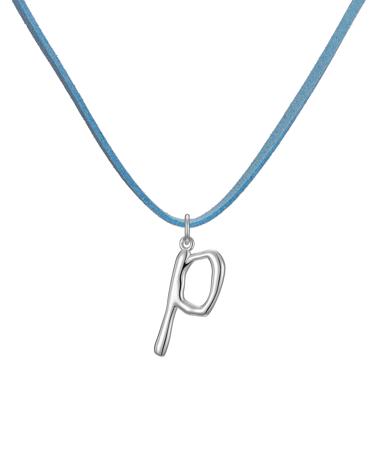 подвеска-буква p на голубом замшевом шнурке