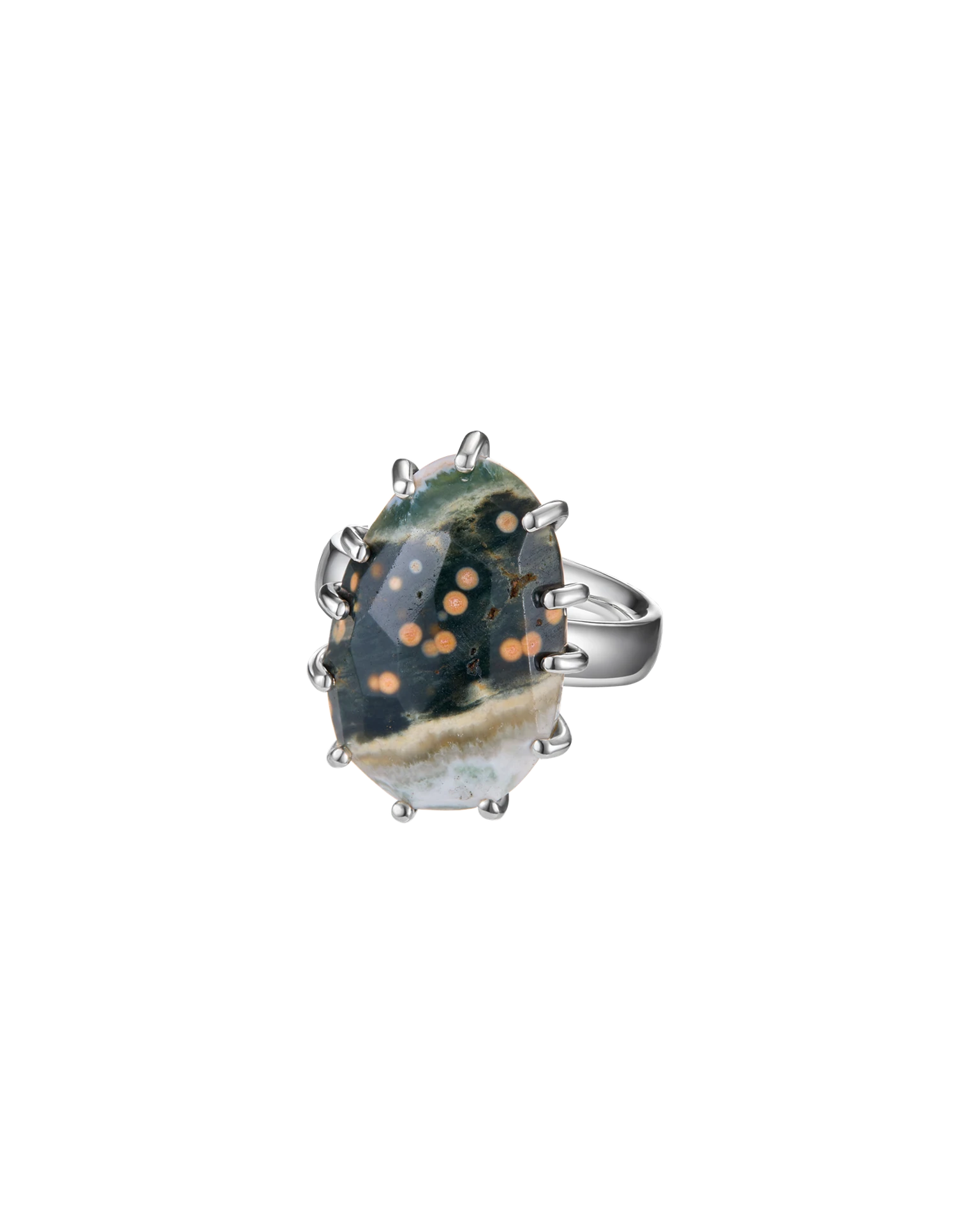 кольцо ocean bloom 17.5 размер (яшма)