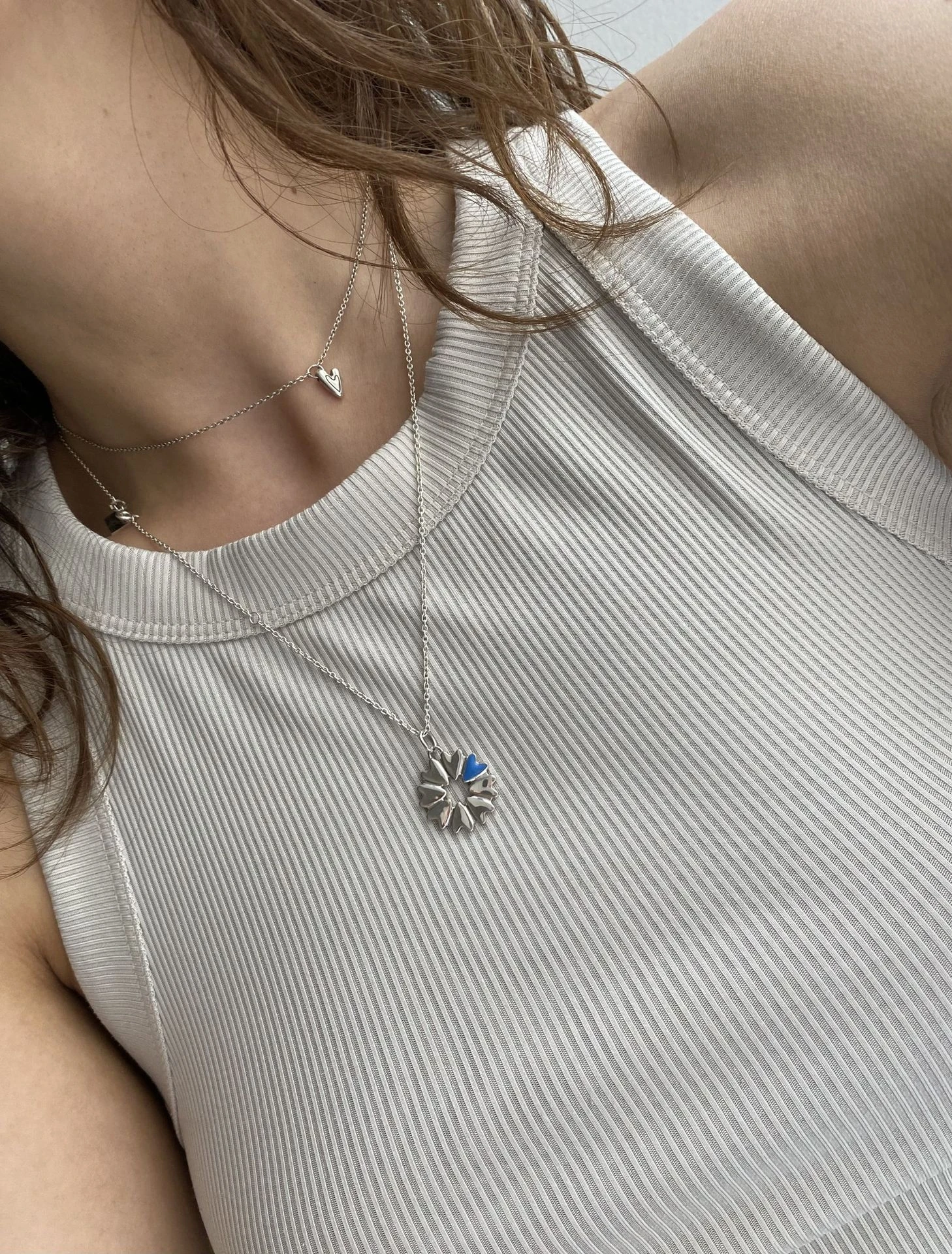 подвеска flover c голубой эмалью на цепочке 45-50 см