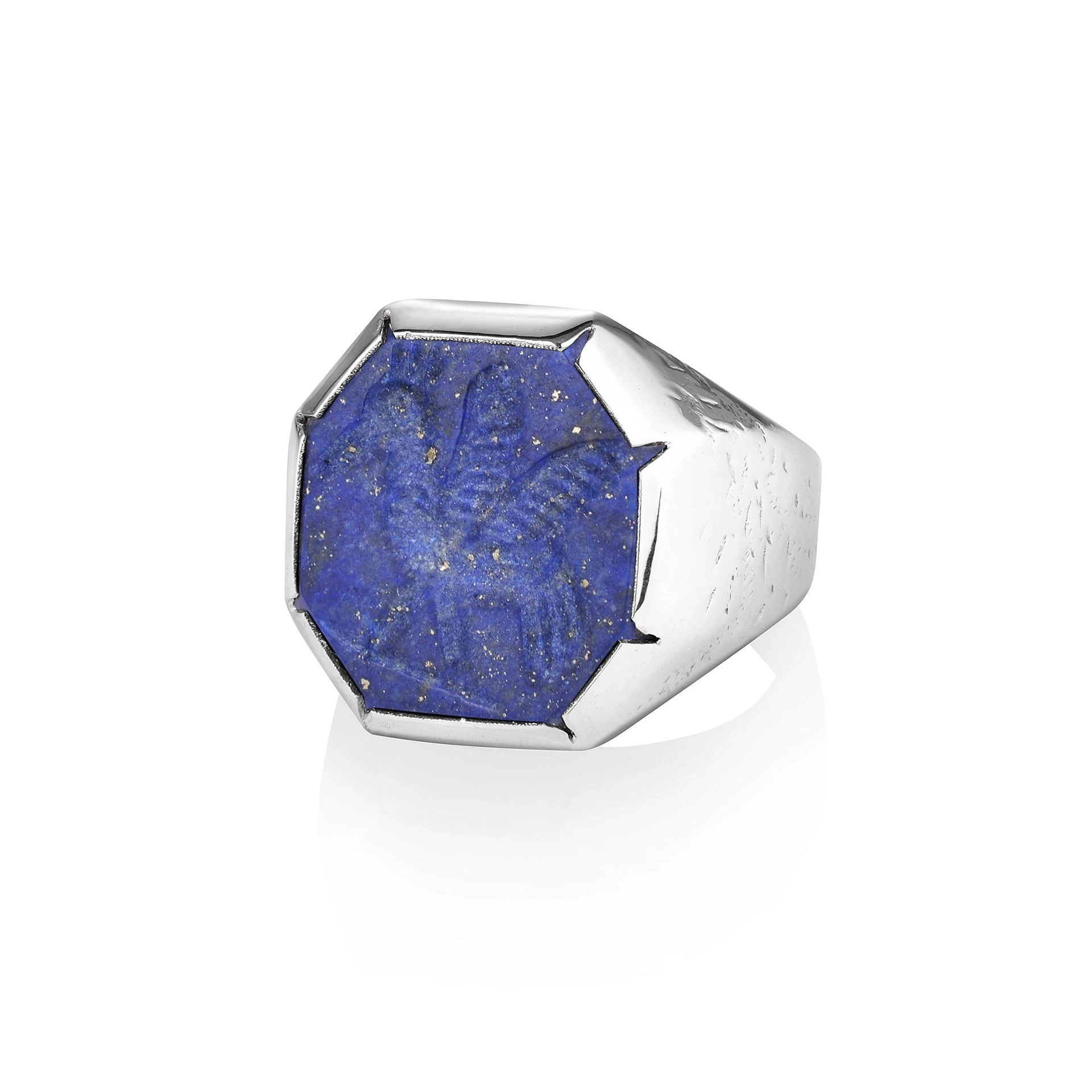 lab099 кольцо-печатка с инталией 16.5 (лазурит)