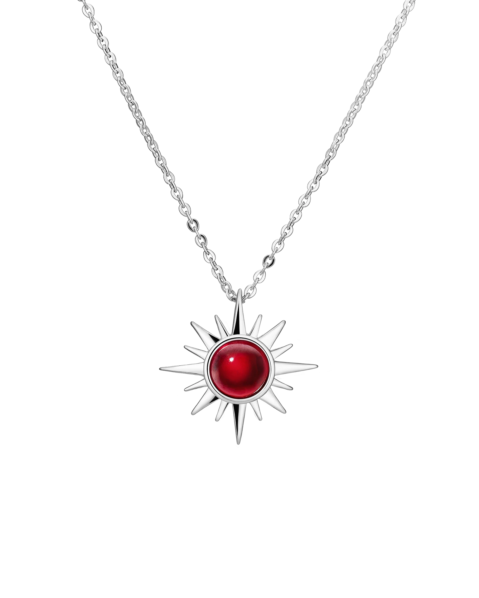 подвеска polar с красным гранатом на цепочке 40-45 см (родирование)