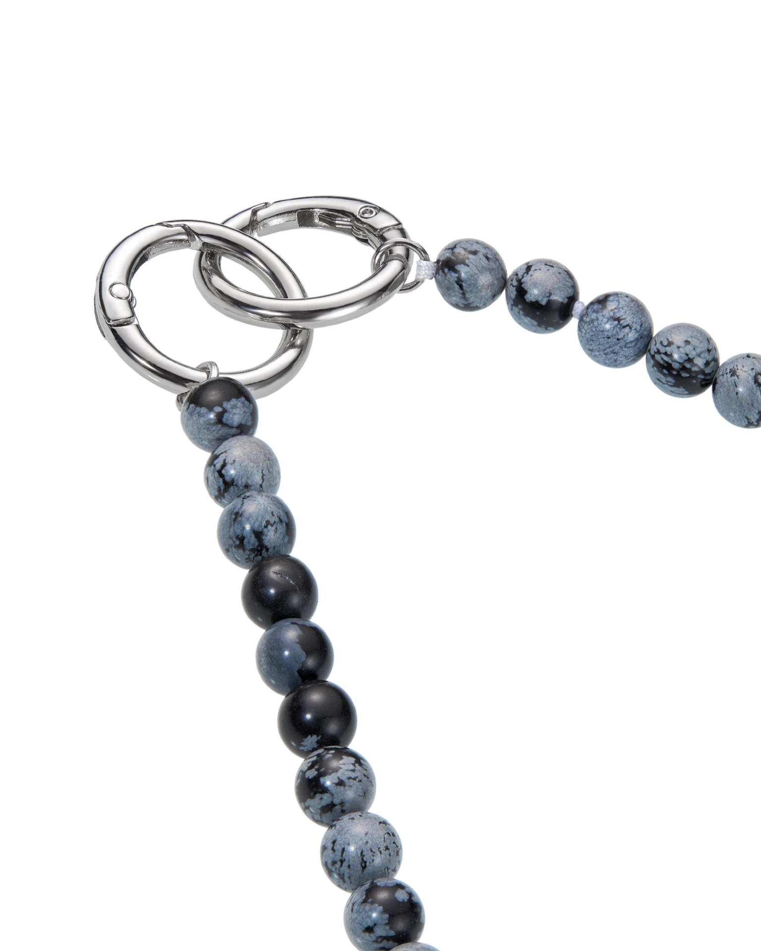 брелок из бусин туман размер m (снежный обсидиан)