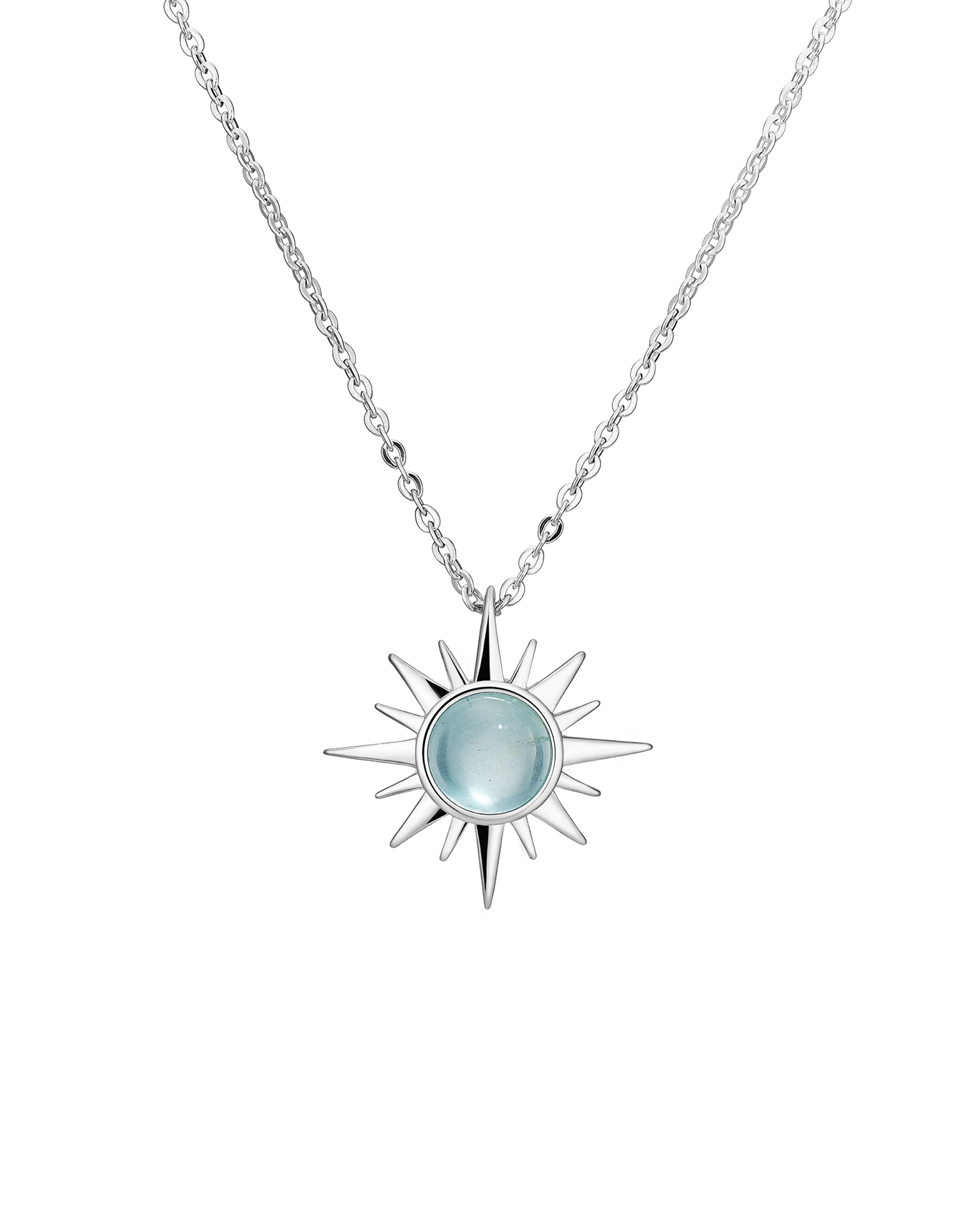 подвеска polar с аквамарином на цепочке 40-45 см (родирование)